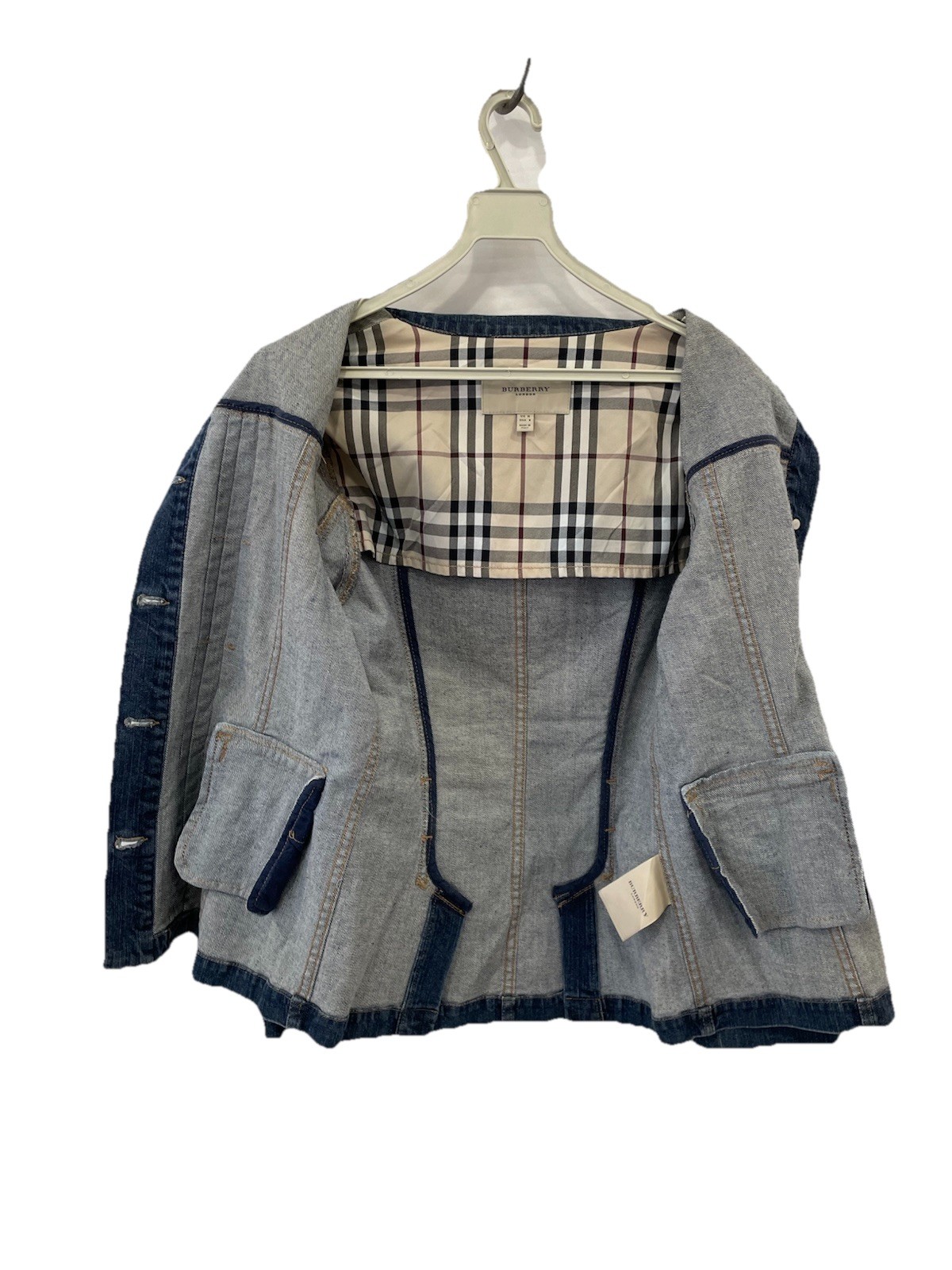 S0#Burberry London Denim Jacket Womens US 8 IT 42 Blue Jean Cotton Stretch Nova image 3