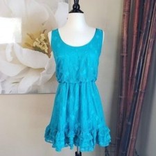 Guess by Marciano Y2K Teal Tulle Dragonfly Dress Size Large