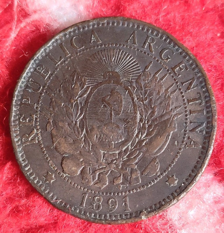 1891 Argentina Two Centavos 