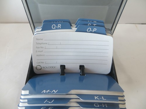 Vintage Rolodex Black Plastic Card File w/ Dividers - NEVER USED - Foto 3 di 5