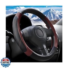 Zpana Car Steering Wheel Cover, 15 Inch Carbon Fiber Leather Non-Slip Steerin