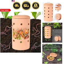Vermicomposting Bin Garden Worm Farm Red Pottery Outdoor Compost Bin 11Inch