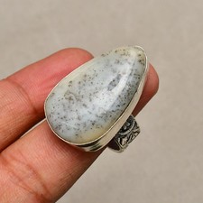 Dendrite Opal Gemstone 925 Sterling Silver Handmade Jewelry Ring Size 8