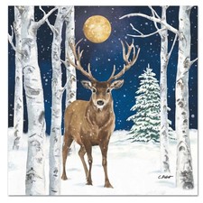 PPD Winter Stag Paper Napkins, 20 Luncheon Size, New Sealed Package