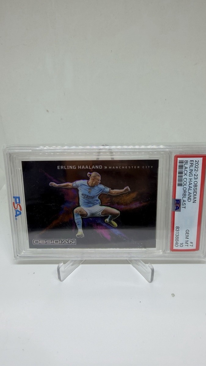 2022-23 Panini Obsidian ERLING HAALAND Black Colorblast SSP Man