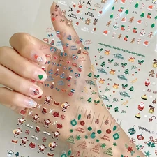 1/4/8/12/20 sheets Christmas Nail Art stamping, 3D sticker, Nail Decals.