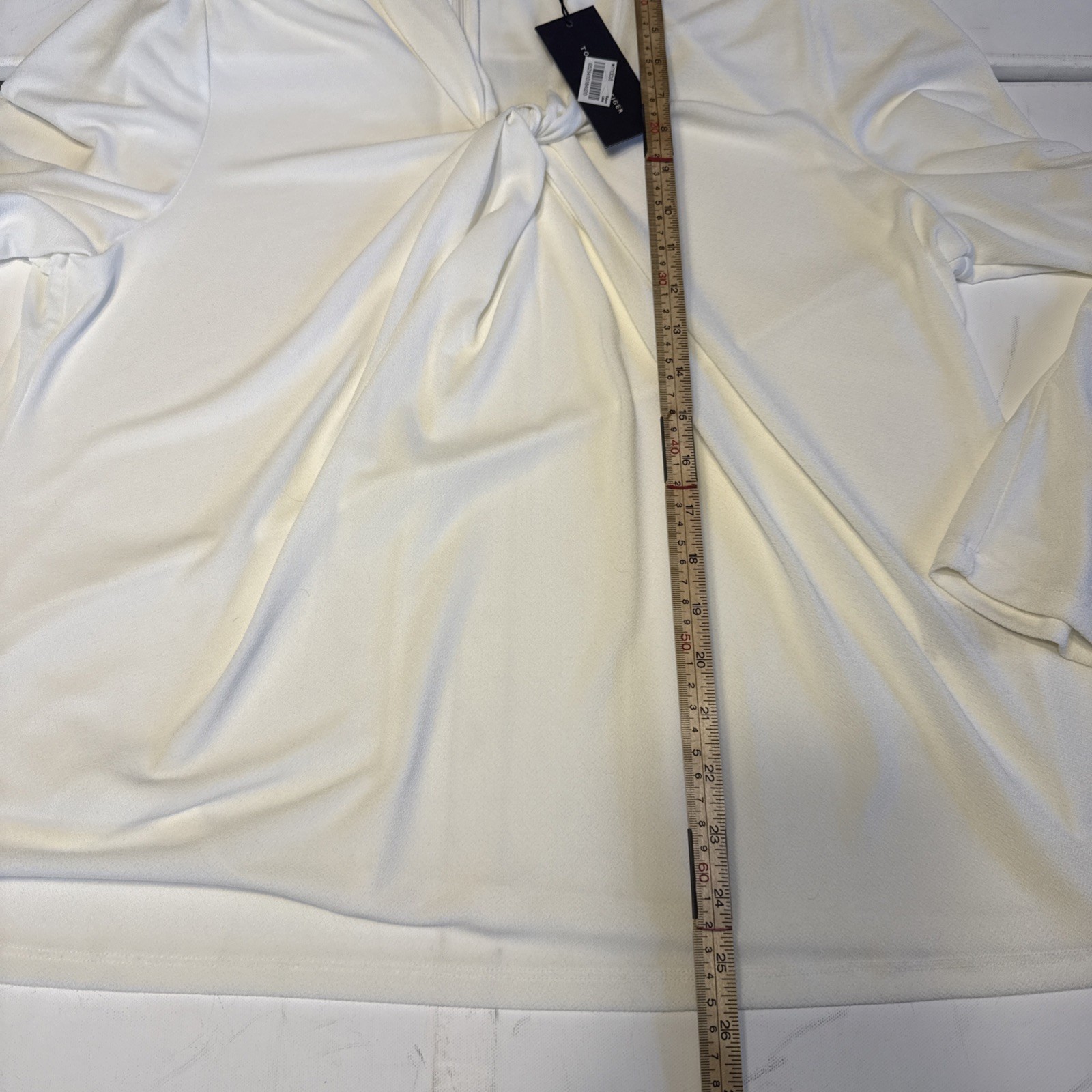 Tommy Hilfiger Women’s XXL Ivory Twisted V-Neck Blouse Soft Stretch Top thumbnail 7