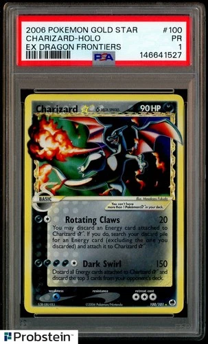 2006 Pokemon ex Dragon Frontiers #100/101 Charizard Gold Star Holo PSA 1