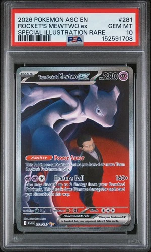 2026 POKEMON ASC SPECIAL ILLUSTRATION RARE #281 TEAM ROCKET'S MEWTWO EX PSA 10