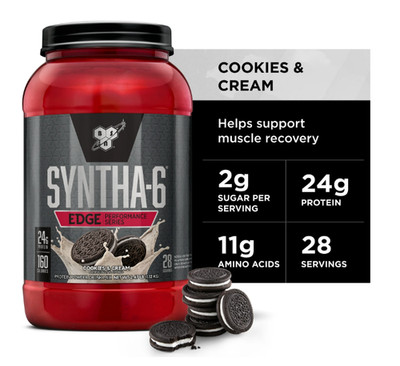 BSN Syntha-6 Edge Protein Powder, Cookies & Cream, 2.47 lb