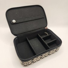Coach Black and Grey Signature Jacquard Canvas Jewelry Box Case