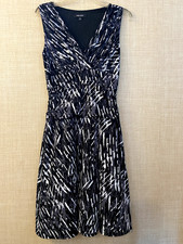 Nine West A-line sleeveless dress size 6 black with gray & white geometric print