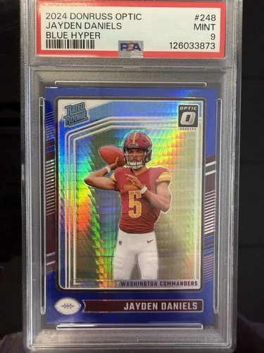2024 Donruss Optic Rated Rookie Jayden Daniels #248 Blue Hyper Prizm (RC) PSA 9