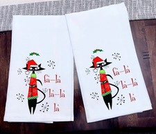 Toallas de cocina atómicas de Navidad para gatos toallas de té tinta en 100 % algodón tamaño 28x28 nuevas