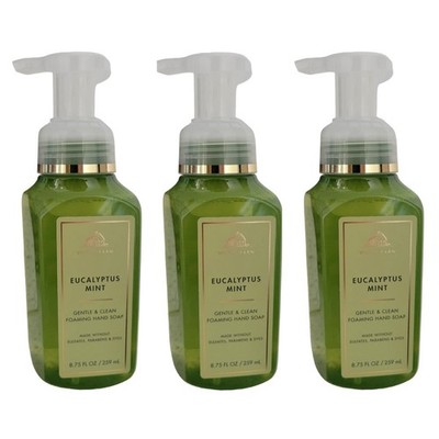 3 NEW Bath and Body Works EUCALYPTUS MINT Gentle Foaming Hand Soap, 8.75 oz