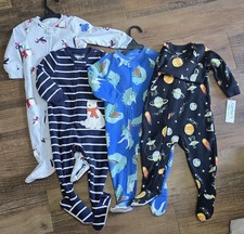 Carters Fleece Boys Zip Up Footed 1- Piece Sleepers 12 Months Lot