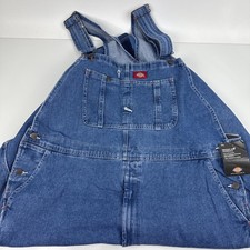 Dickies Blue Denim Overalls Mens 43x30 Medium Wash Bib Carpenter Workwear Farmer