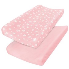 Changing Pad Cover for Girls 32"x16" Soft Diaper Change Table Sheets 2 Pack Pink