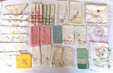 24 Vtg Hankies Embroidered Handkerchiefs Women