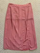 Lulu's Dusty Rose Midi Skirt Front Slit Cottagecore Office Classic Vintage Large