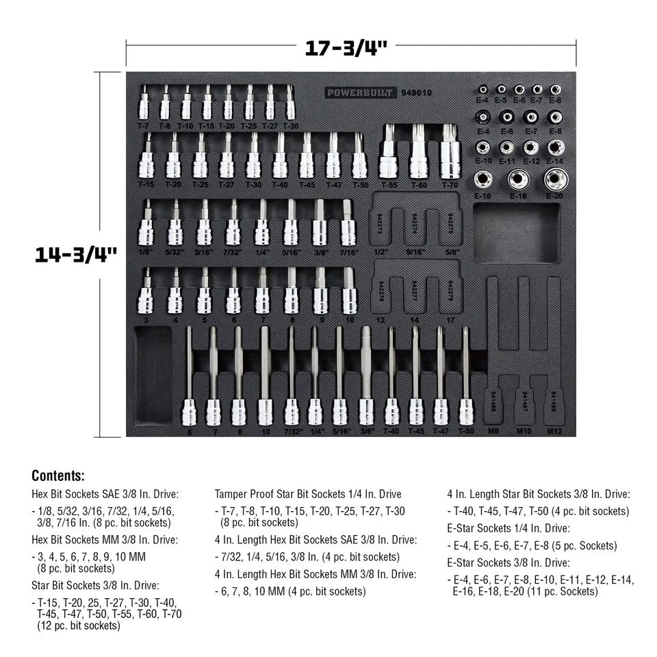 Powerbuilt 64 Piece Pro Tech Bit and E-Torx Socket Set - 949010 - Image 2 of 4