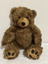 Build A Bear Chocolate Brown Plush Teddy Bear w/ Dark Paw Patches 12" Sitting