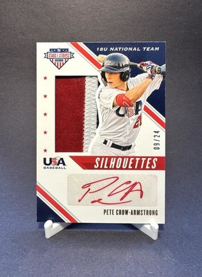 2020 USA Stars And Stripes Silhouettes - Pete Crow-Armstrong Patch Auto /24 Red