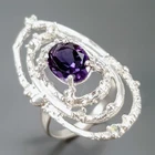 New Fine Art jewelry Natural Amethyst Ring 925 Sterling Silver Size 8.5 /R445306