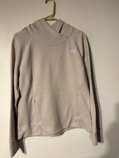 The North Face Women's Cream Hoodie Pullover Sweatshirt Large Logo Fleece