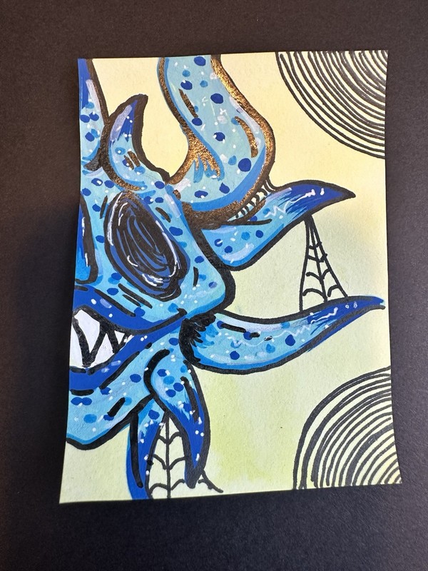 Aceo “Ocean Vejigante” Original miniature painting, 2.5x3.5in signed by Raven 