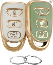 TPU Key Fob Cover Compatible with Accent Ela Model: White/GreenSize: 4 buttons