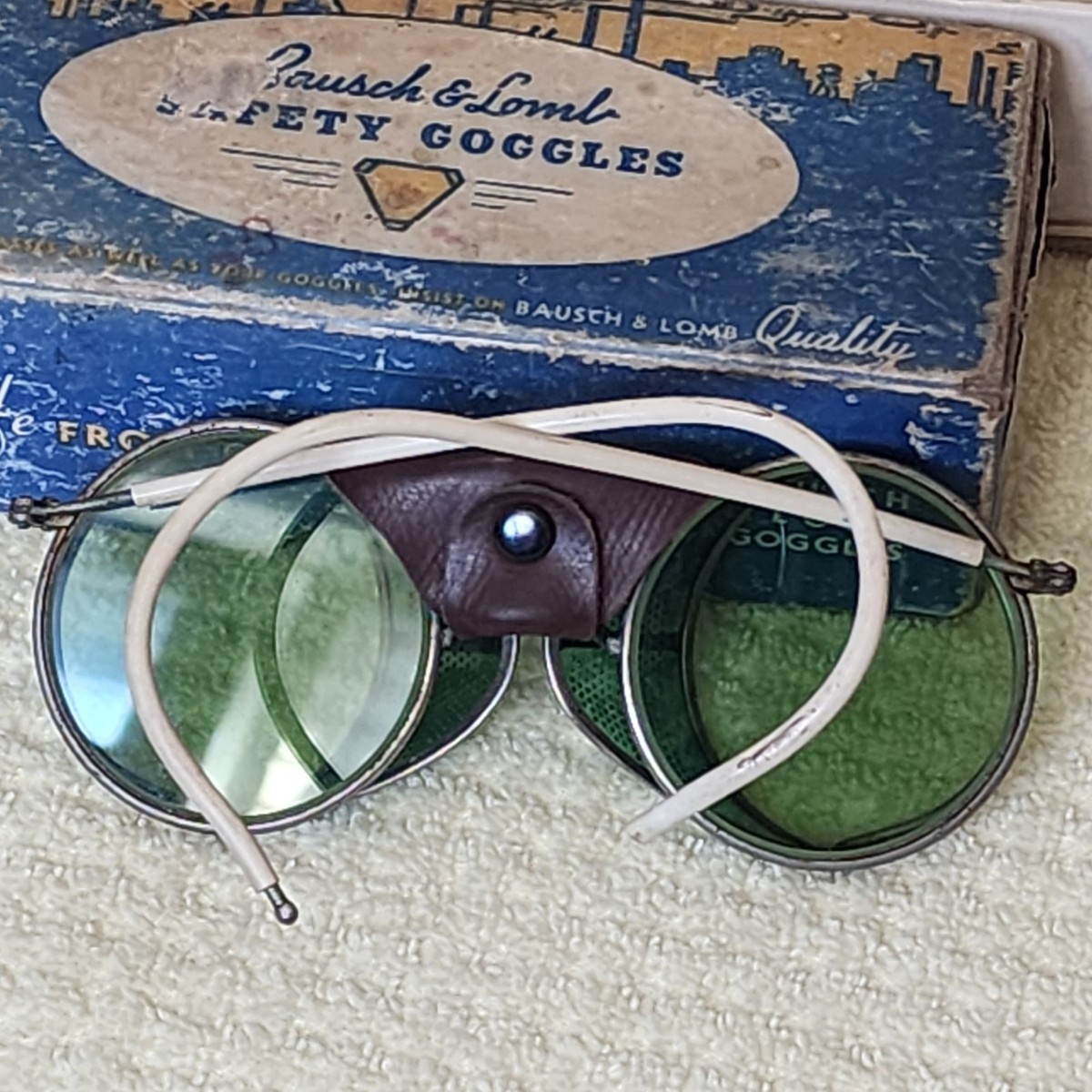 VINTAGE EARLY BAUSCH LOMB SAFETY GLASSES ORIGINAL BOX STEAMPUNK