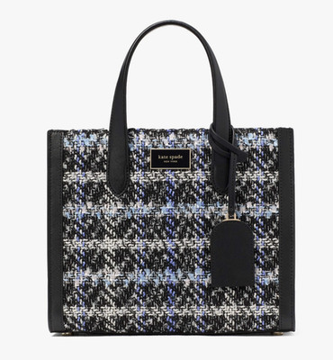 Kate Spade Manhattan Plaid Tweed Small Tote Crossbody ~NWT~ Black