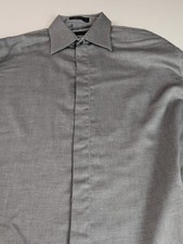 Claiborne Wrinkle Free Dress Shirt Men  s Large 16.5 34/35 Gray Long Sleeve 100 