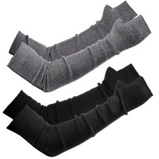 2 Packs Long Fingerless Gloves, Wool Blended Knitted Arm Warmers, Stretchy Ov...