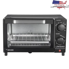 4 Slice Toaster Oven W/ Adjustable Timer Toast Bake Broil Pizza Sandwiches New