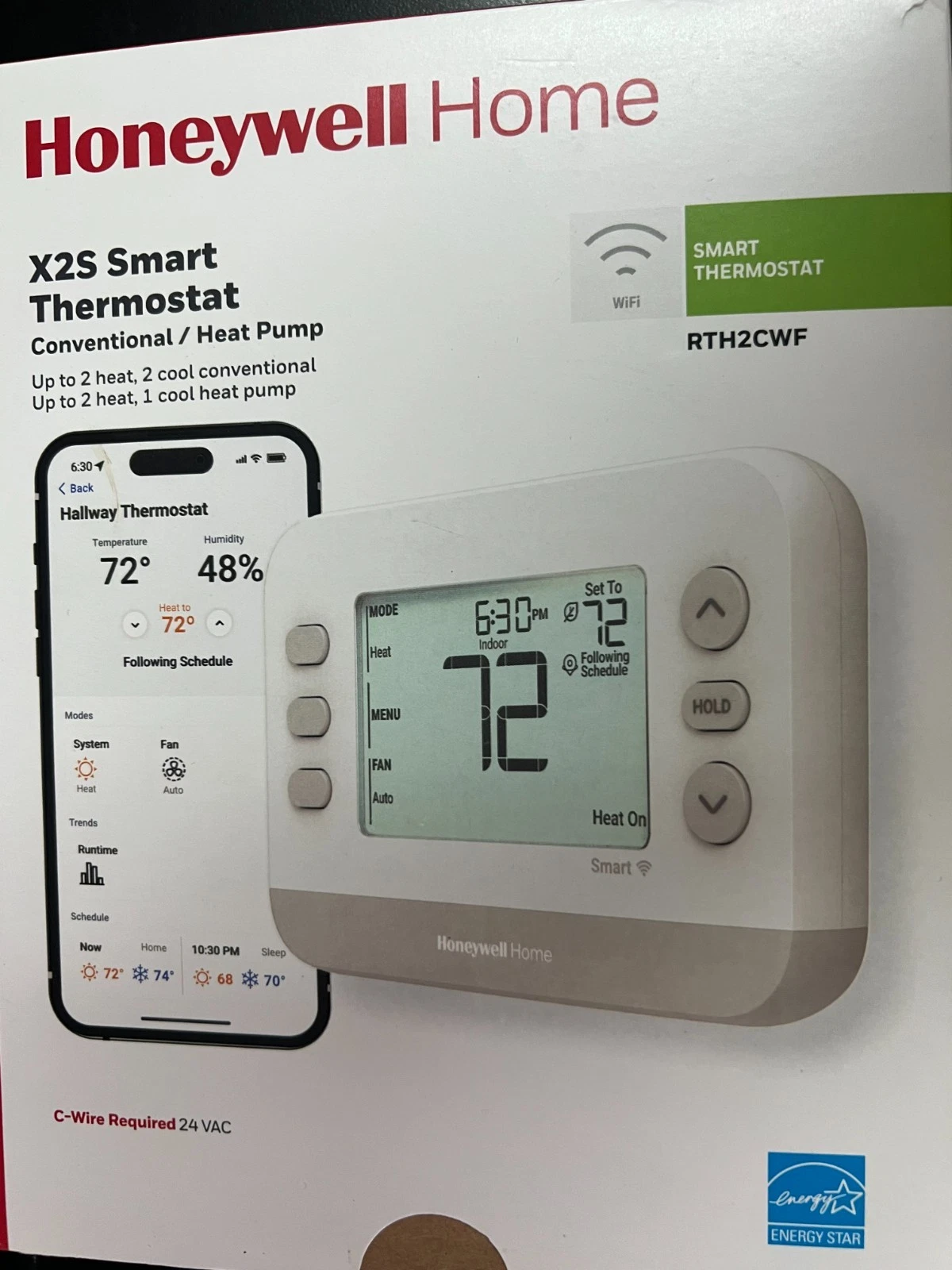 Honeywell X2S Smart Thermostat RTH2CWF Conventional/Heat Pump WiFi 7382/OB
Opens in a new window or
