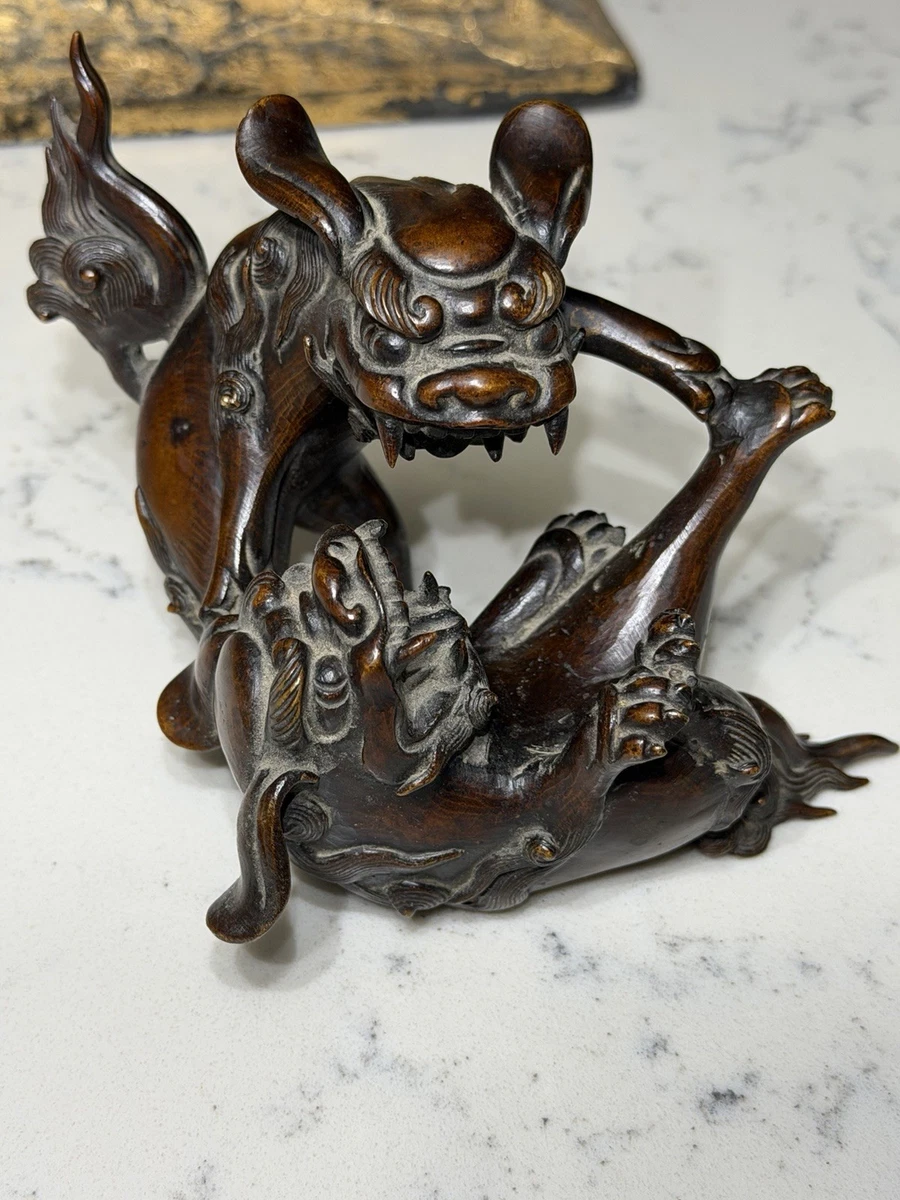 中国古董青铜狗雕像、雕像| eBay