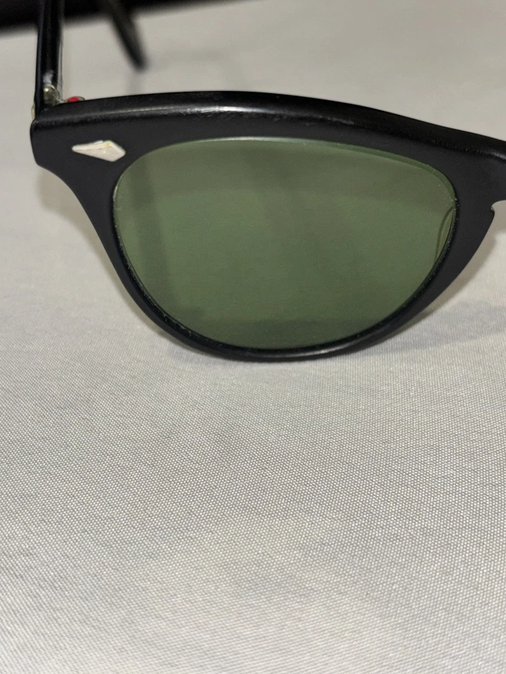 Vintage Mid Century AMERICAN OPTICAL Eyeglasses Black Frame 5 1/2, Green Tint - Image 2 of 4