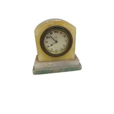 Vintage Art Deco Marble Onyx Desk Clock Manua...