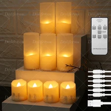 6× Rechargeable Flicker Flameless LED Tea Lights LED Candle Timer Remote Control