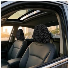2PCS Leopard Print Headrest Covers for Cars,Stylish Car Headrest Cover for Gray