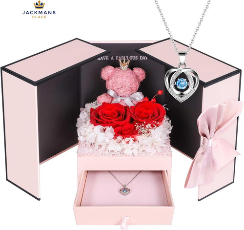 ADDWel Birthday Rose Gifts for Women, Preserved Roses Forever Red