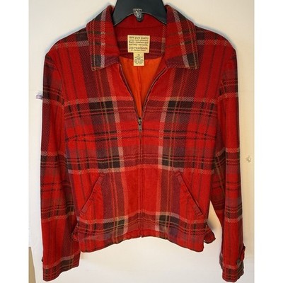 Limited Chinos Womens Red Plaid Corduroy Zip Up Jacket XS Cotton Tartan Vintage