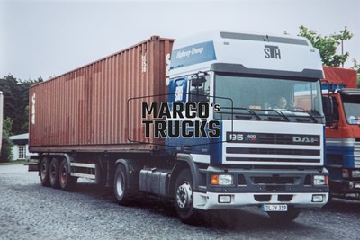 LKW Foto DAF 95 400 ATI Container-Sattelauflieger Deutschland blau SH Hig #e3dp