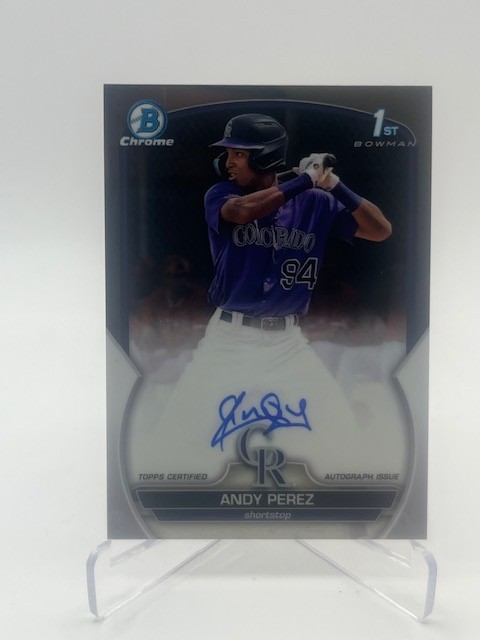 2023 BOWMAN CHROME ANDY PEREZ RC AUTO CPA-APZ COLORADO ROCKIES 1ST