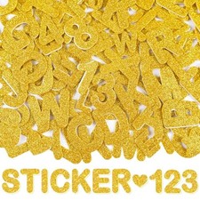 Foam Letter Stickers Glitter, 385 PCS Foam Alphabet Stickers Gold Gold