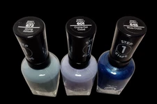 3 Sally Hansen MIRACLE GEL Polish GIVING ATTITUDE+CRYING OUT CLOUD+BLUES CRUISE