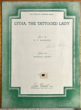 HAROLD ARLEN&mdash;SIGNED&mdash;LYDIA THE TATTOOED LADY&mdash;Groucho Marx Brothers at the Circus