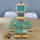 Vintage Teacher Barbie Classroom Playset 1995  Sound Chalkboard and 10 Desks
